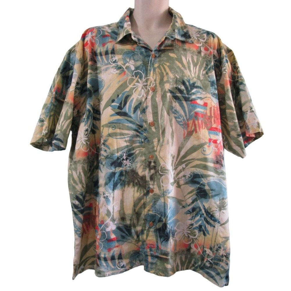 Territory Ahead Mens Hawaiian Shirt XXL Cotton Tropical Island Tikki GUC
